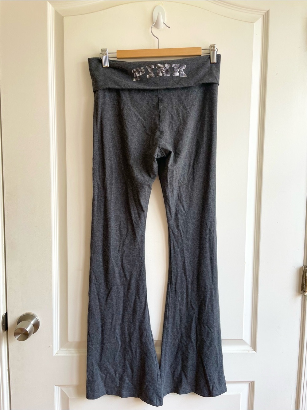 Victoria’s Secret VTG Y2K Fold Over Flare Yoga Pants Size S Bling Baddie